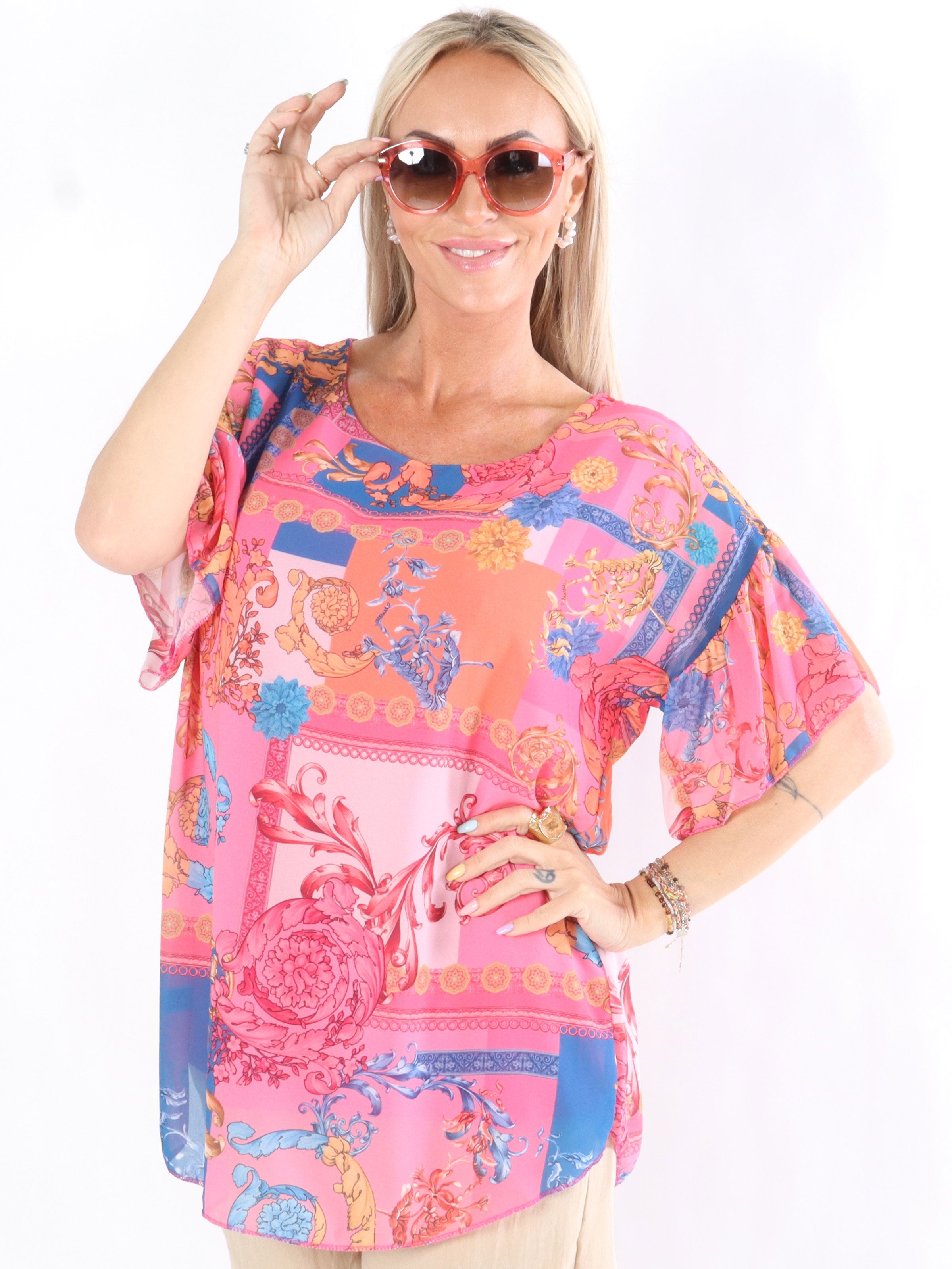 Sahian - Tunika i chiffong med mönster